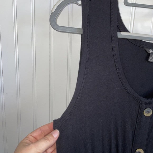 VERSONA Womens Small Black Maxi Tank Tiered Dress Minimalist Boho Peasant - Picture 4 of 13